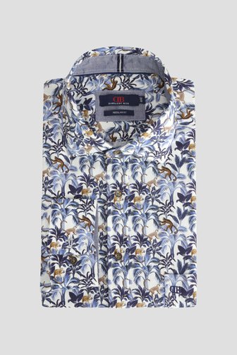Voorkant van Blauw hemd met bladermotief - Regular fit door Dansaert Blue voor Heren