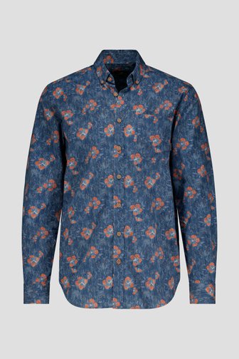 Blauw hemd met bloemenprint - Regular fit van BlueFields voor Heren