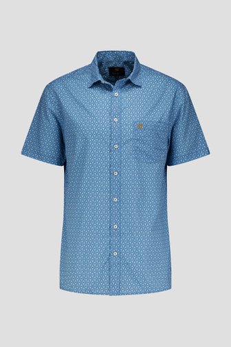 Blauw hemd met fijne grafische print - Regular fit van Ravøtt voor Heren