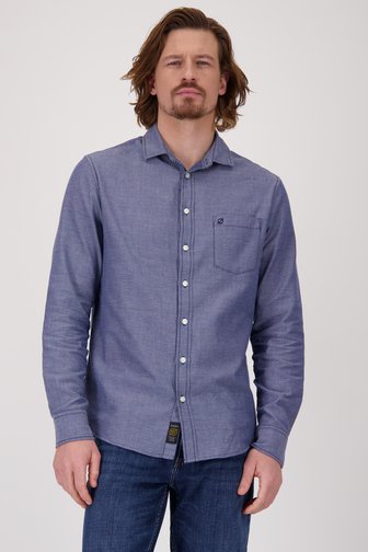 Blauw hemd met fijne print - Regular fit van Ravøtt voor Heren