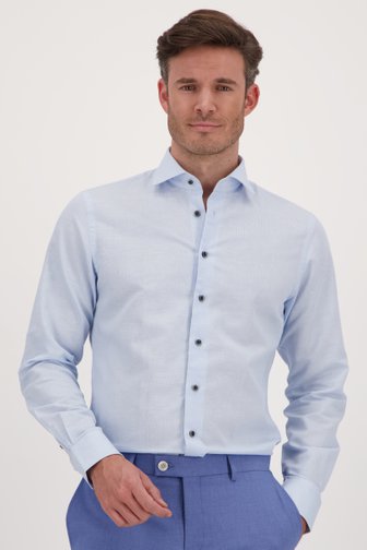 Blauw hemd met fijne print - Slim fit van Michaelis voor Heren