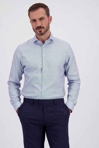 Voorkant van Blauw hemd met fijne ruitjes - Regular fit door Dansaert Black Premium voor Heren