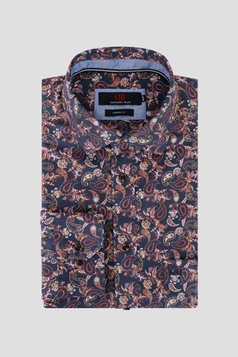 Dansaert Blue Blauw hemd met paisley print