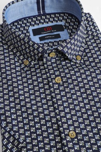 Voorkant van Blauw hemd met print en korte mouw - Comfort fit door Dansaert Blue voor Heren