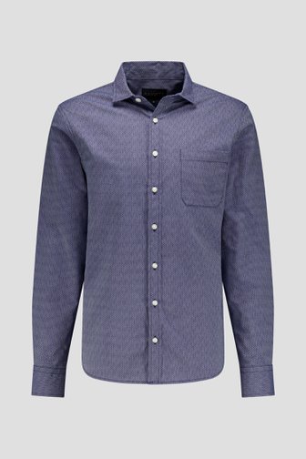 Voorkant van Blauw hemd met visgraatmotief - Regular fit  door Ravøtt voor Heren