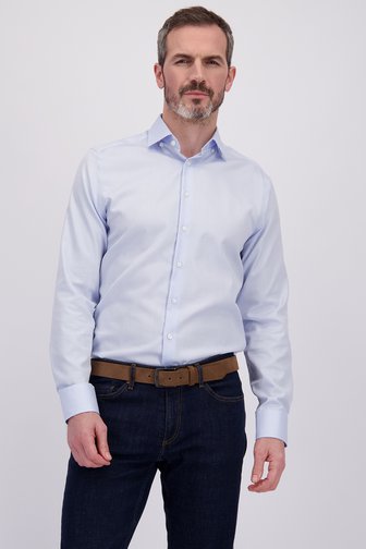 Voorkant van Blauw hemd met visgraatstructuur - Regular fit door Dansaert Black Premium voor Heren