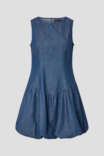 Voorkant van Blauw katoenen denim kleedje door Pieces voor Dames