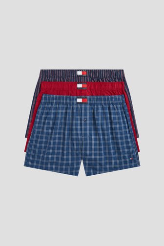 Productfoto 1 van Blauw-rode geweven boxershorts - Set van 3 door Tommy Hilfiger voor Heren