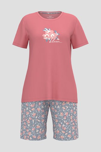 Blauw-roze pyjamaset met T-shirt en short van Liberty Island voor Dames