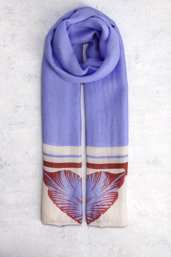 Voorkant van Blauw-roze sjaaltje met bladerenprint door Claude Arielle voor Dames