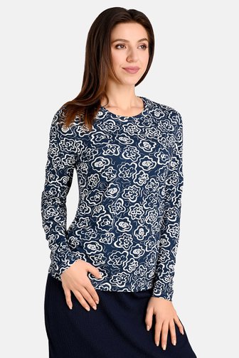 Blauw T-shirt met bloemenmotief van Bicalla voor Dames