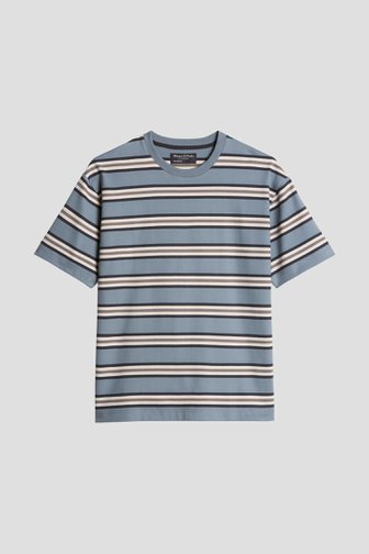 Productfoto 1 van Blauw T-shirt met gestreept motief  door Marc O'Polo voor Heren