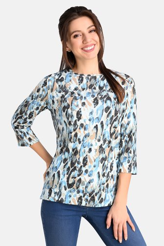 Blauw T-shirt met gevlekte print van Bicalla voor Dames