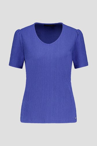 Blauw T-shirt met gewafelde structuur van Claude Arielle voor Dames