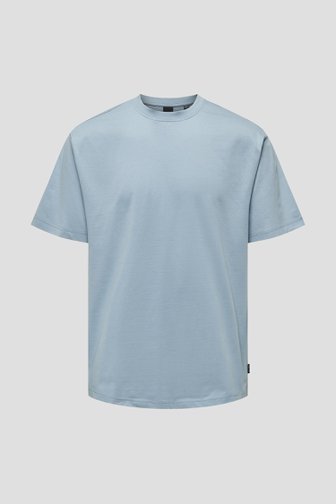 Blauw T-shirt met ronde hals van ONLY & SONS voor Heren