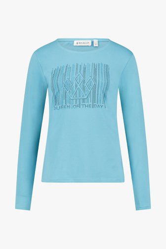 Blauw T-shirt met strass-steentjes van Bicalla voor Dames