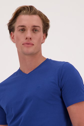 Blauw T-shirt met V-hals van Ravøtt voor Heren