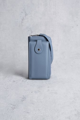 Voorkant van Blauw telefoontasje met portemonnee door Liberty Island voor Dames