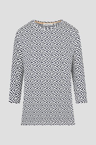 Blauw-wit T-shirt met jacquardstructuur van Bicalla voor Dames