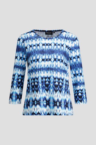 Productfoto 1 van Blauw-wit T-shirt met ronde hals en print door Signature voor Dames