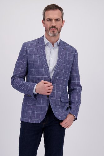 Voorkant van Blauwe blazer met geruit motief - Regular fit door Dansaert Black Premium voor Heren