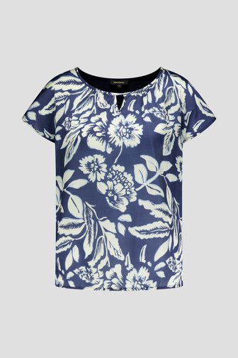 Blauwe blouse met bloemenprint van More & More voor Dames