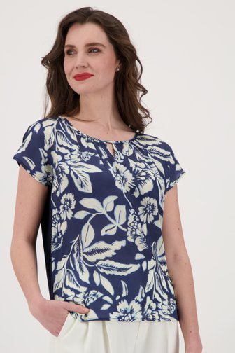 Blauwe blouse met bloemenprint van More & More voor Dames