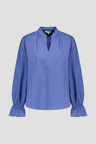 Voorkant van Blauwe blouse met lange mouwen door More & More voor Dames