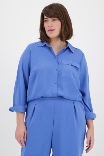 Blauwe blouse met lange mouwen van Only Carmakoma voor Dames