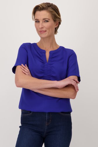 Blauwe blouse met V-hals van Claude Arielle voor Dames