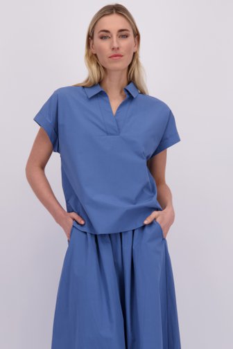 Voorkant van Blauwe blouse met V-hals door Liberty Island voor Dames