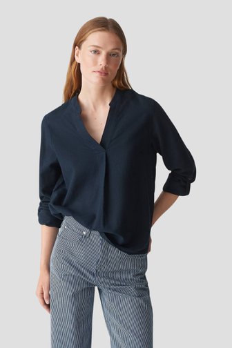Blauwe blouse met V-hals van Opus voor Dames