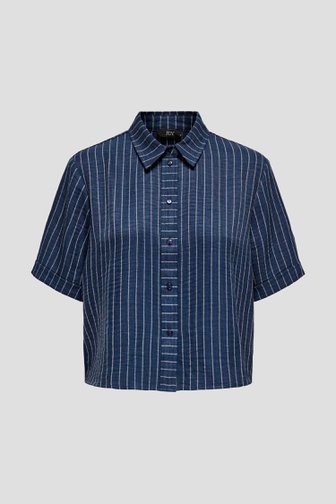 Blauwe blouse met wit gestreept motief van JDY voor Dames