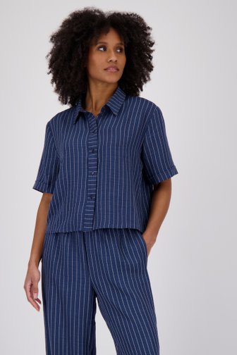 Blauwe blouse met wit gestreept motief van JDY voor Dames