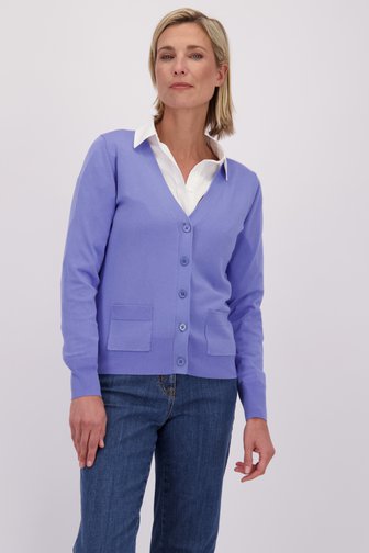 Voorkant van Blauwe cardigan met lange mouwen door Claude Arielle voor Dames