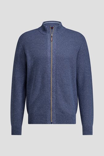 Voorkant van Blauwe cardigan met rits door Dansaert Blue voor Heren
