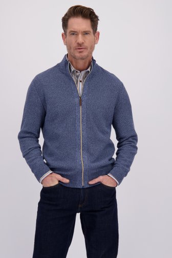 Blauwe cardigan met rits