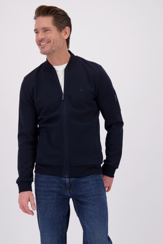 Voorkant van Blauwe cardigan met rits door Dansaert Blue voor Heren