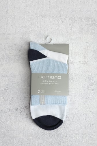 Voorkant van Blauwe colorblock enkelsokken - 2 paar door Camano voor Dames