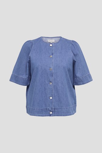 Productfoto 1 van Blauwe denimblouse met korte mouwen door ONLY Carmakoma voor Dames