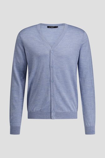 Productfoto 2 van Blauwe fijn gebreide cardigan door Dansaert Black voor Heren