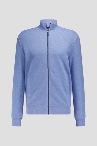 Blauwe gemêleerde cardigan met rits van Dansaert Blue voor Heren