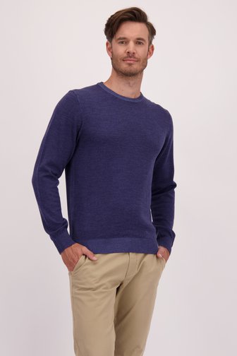 Voorkant van Blauwe gemêleerde trui met wol door Upper East voor Heren