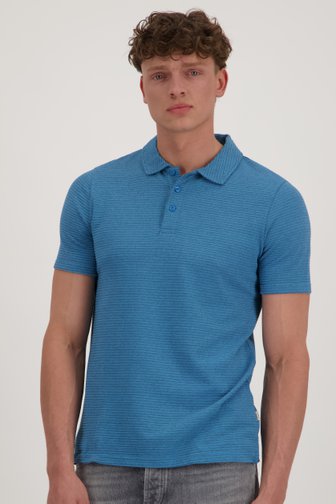 Casual Five Blauwe geribbelde polo