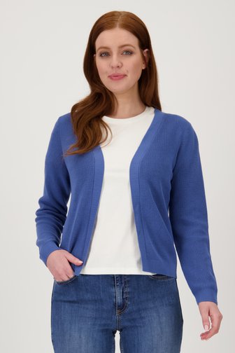 Blauwe geribde cardigan zonder knopen van Liberty Loving nature voor Dames