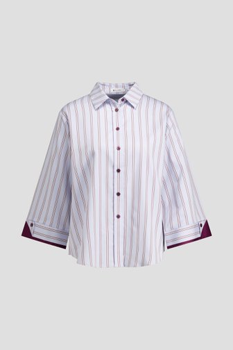 Extra foto 5 van Blauwe gestreepte blouse met bordeaux en wit door D'Auvry voor Dames