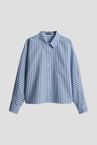 Voorkant van Blauwe gestreepte blouse  door Opus voor Dames