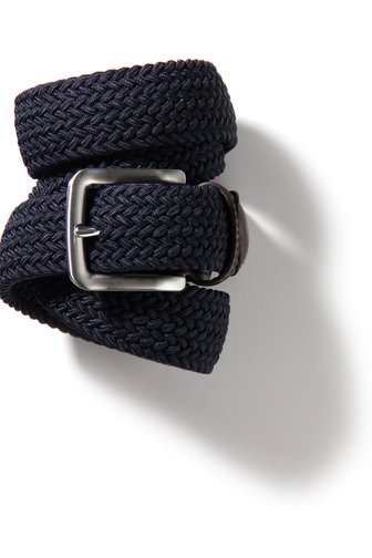 Michaelis Blauwe gevlochten riem met lederen accenten