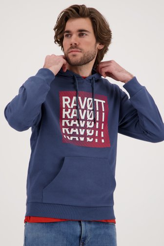 Blauwe hoodie met opdruk van Ravøtt voor Heren