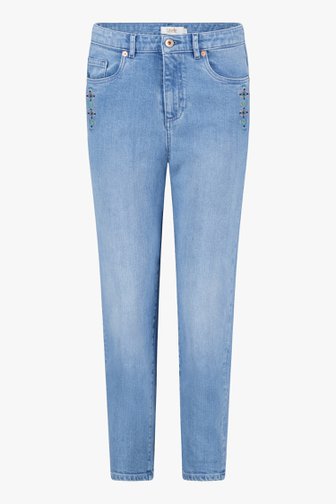Blauwe jeans met geborduurd detail - mom fit van Libelle voor Dames